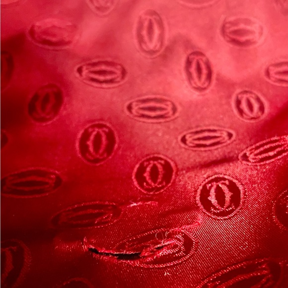 Cartier Authentic Vintage Maroon Clutch/Shoulder Bag with Gold Tone Chain - Picture 9 of 11